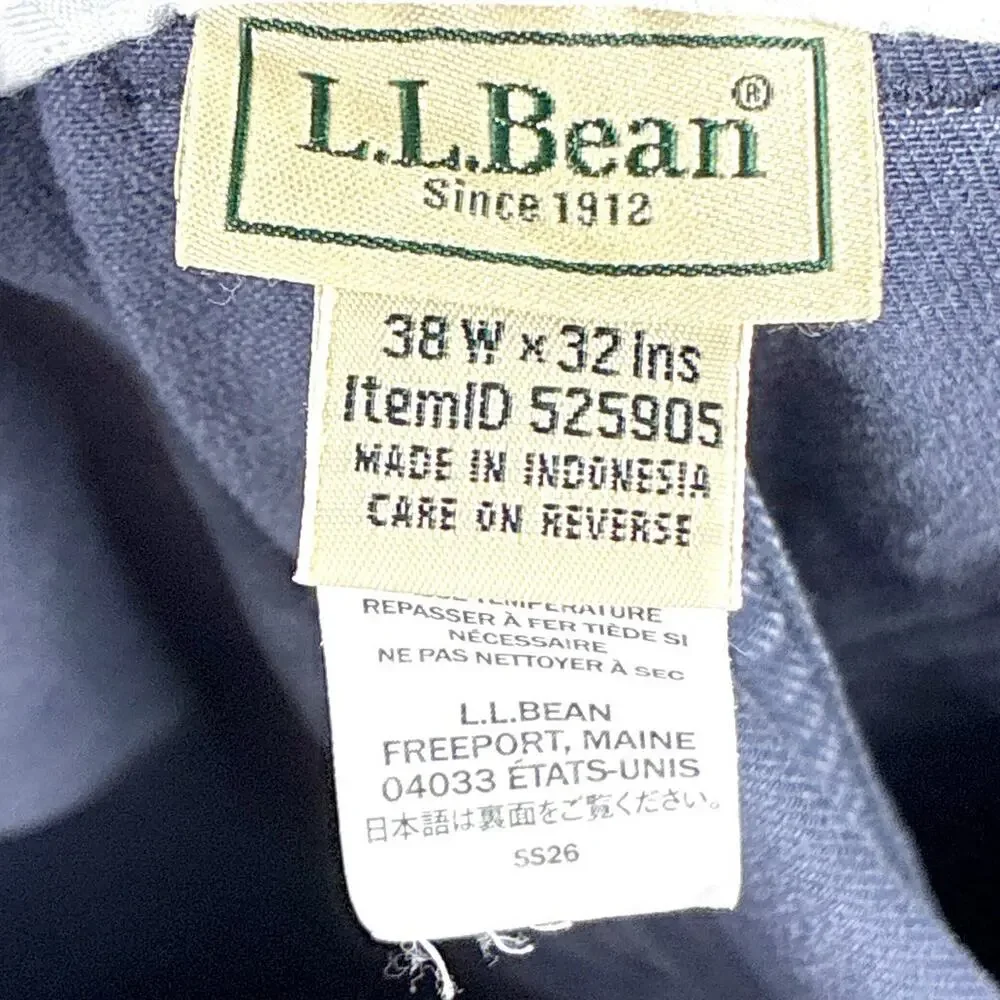 VTG LL Bean Pants Mens 38x32 Blue Twill Field Trousers Preppy Outdoors Workwear